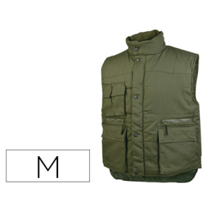 Chaleco deltaplus multibolsillos con cremallera cintura elastica protege riñones color verde talla m