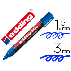 Rotulador edding marcador permanente 300 azul punta redonda 1,5-3 mm recargable