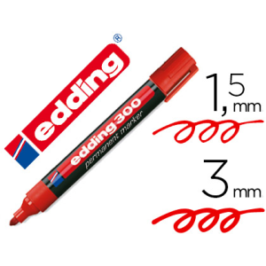 Rotulador edding marcador permanente 300 rojo punta redonda 1,5-3 mm recargable