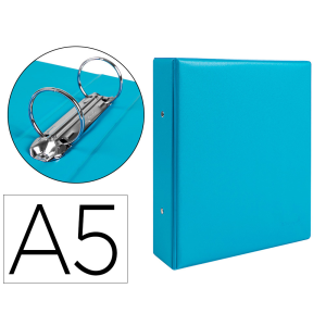 Carpeta de 2 anillas 40 mm redondas liderpapel a5 carton forrado pvc azul