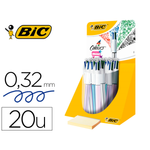 Boligrafo bic cuatro colores shine colores metalizados punta de 1 mm presentacion en expositor