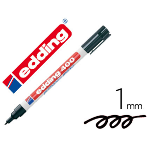 Rotulador edding marcador permanente 400 negro punta redonda 1 mm recargable