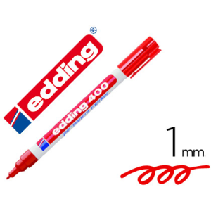 Rotulador edding marcador permanente 400 rojo punta redonda 1 mm recargable