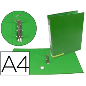 Carpeta de 2 anillas 25 mm mixtas liderpapel a4 forrado color system con ollao y tarjetero verde