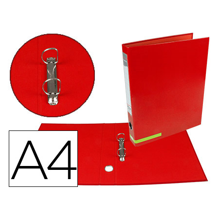 Carpeta de 2 anillas 25 mm mixtas liderpapel a4 forrado color system con ollao y tarjetero rojo