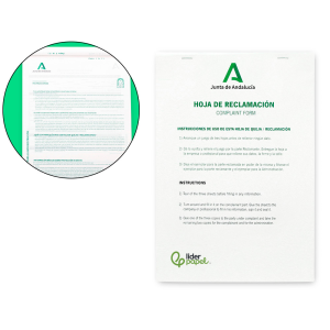 Libro liderpapel hojas de reclamaciones junta de andalucia din a4 24 juegos original + 2 copias