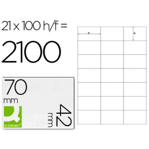 Etiqueta adhesiva q-connect kf10648 tamaño 70x42 mm fotocopiadora laser ink-jet caja con 100 hojas din a4