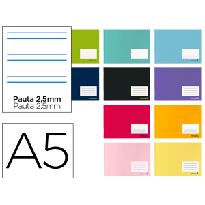 Libreta liderpapel smart a5 apaisada 32h 60gr pauta 2,5 mm con margen
