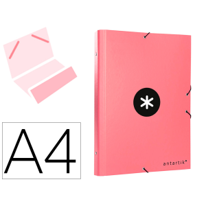 Carpeta antartik clasificadora a4 12 departamentos gomas carton forrado color coral