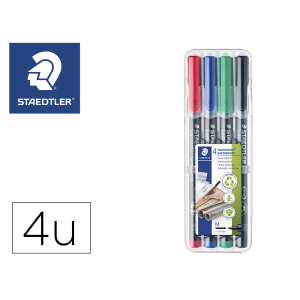 Rotulador staedtler lumocolor retroproyeccion punta de fibra permanente 317 wp estuche 4 colores punta media