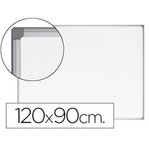 Pizarra blanca bi-office earth-it magnetica de acero vitrificado marco de aluminio 120 x 90 cm con bandeja para