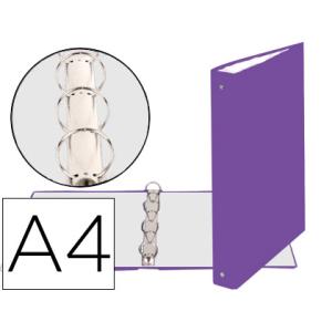 Carpeta de 4 anillas 30mm redondas exacompta din a4 carton forrado morado