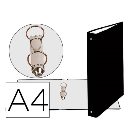 Carpeta de 2 anillas 30mm redondas exacompta din a4 carton forrado negro