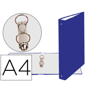 Carpeta de 2 anillas 30mm redondas exacompta din a4 carton forrado azul