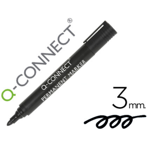 Rotulador q-connect marcador permanente negro punta redonda 3 mm