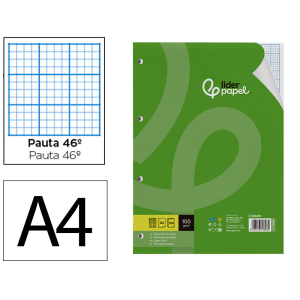 Recambio liderpapel a4 100 hojas 100gr rayado nº 46 4 taladros