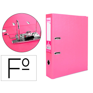 Archivador de palanca liderpapel folio documenta forrado pvc con rado lomo 75 mm rosa compresor metalico