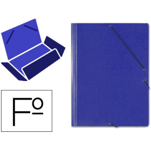 Carpeta saro gomas tres solapas carton folio color azul