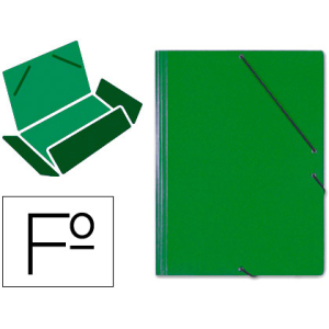 Carpeta saro gomas tres solapas carton folio color verde