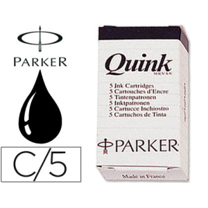 Tinta estilografica parker negra caja de 5 cartuchos