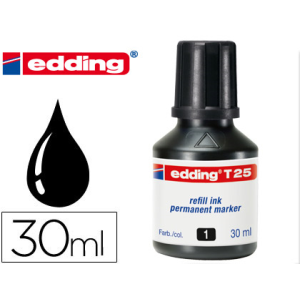 Tinta rotulador edding t-25 negro bote 30 ml