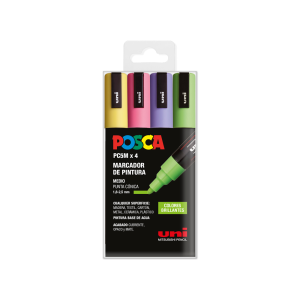 Rotulador uni posca pc-5m/4c estuche de 4 unidades colores brillantes surtidos
