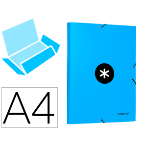 Carpeta antartik gomas tres solapas carton forrado a4 color azul