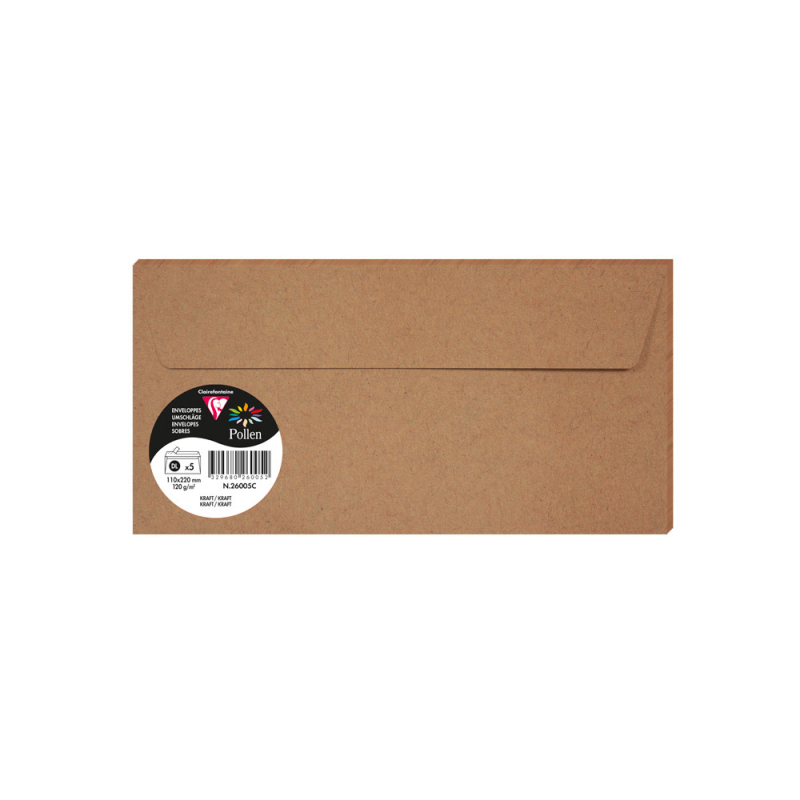 Sobre clairefontaine pollen 110x220 cm 120g kraft pack de 5 unidades