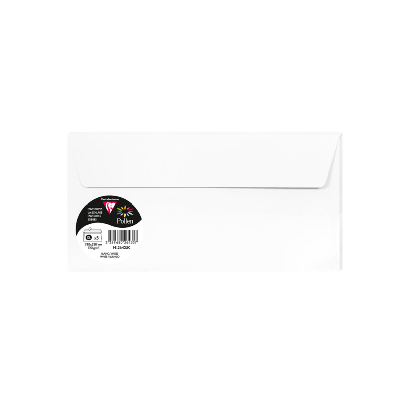 Sobre clairefontaine pollen 110x220 cm 120g blanco pack de 5 unidades