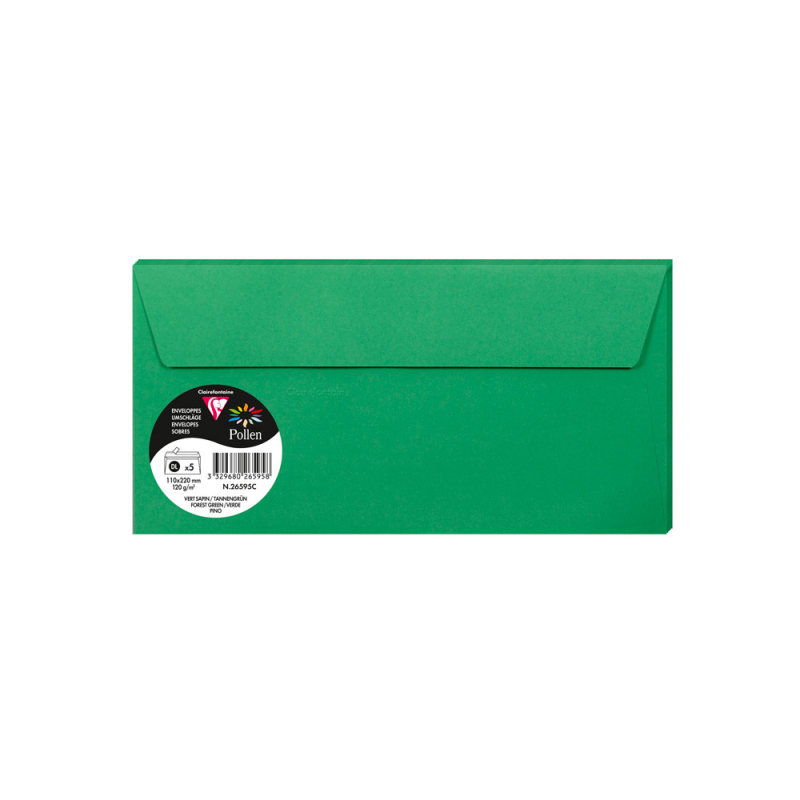 Sobre clairefontaine pollen 110x220 cm 120g verde pino pack de 5 unidades