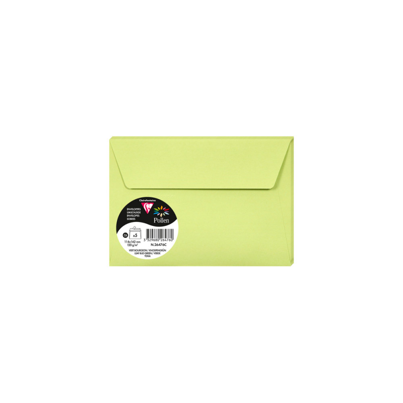 Sobre clairefontaine pollen 114x162 cm 120g verde yema pack de 5 unidades