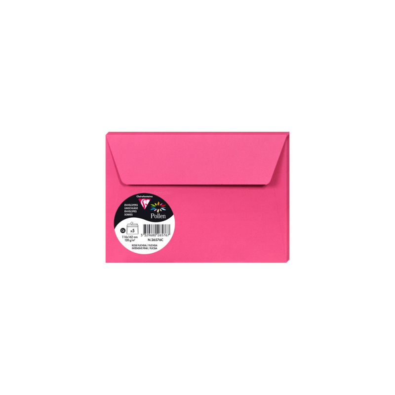 Sobre clairefontaine pollen 114x162 cm 120g fucsia pack de 5 unidades