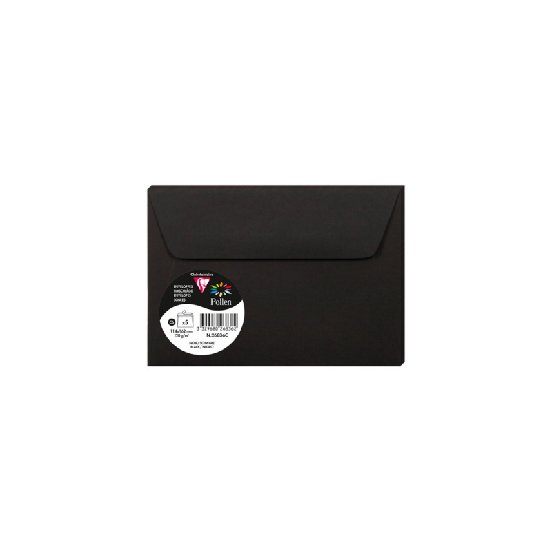 Sobre clairefontaine pollen 114x162 cm 120g negro pack de 5 unidades