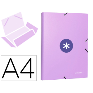 Carpeta antartik gomas tres solapas carton forrado a4 color lavanda