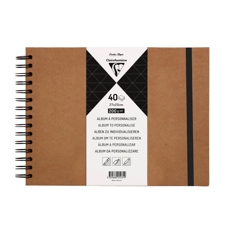 Album espiral para personalizar clairefontaine tapa dura kraft 27x20 cm 40 hojas 200 gr