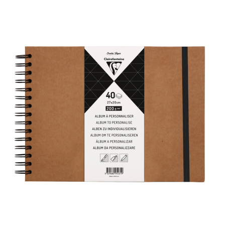 Album espiral para personalizar clairefontaine tapa dura kraft 27x20 cm 40 hojas 200 gr