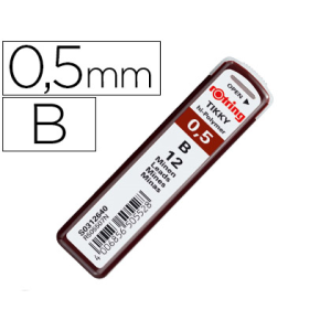 Minas rotring grafito 0,5 mm b estuche de 12 minas