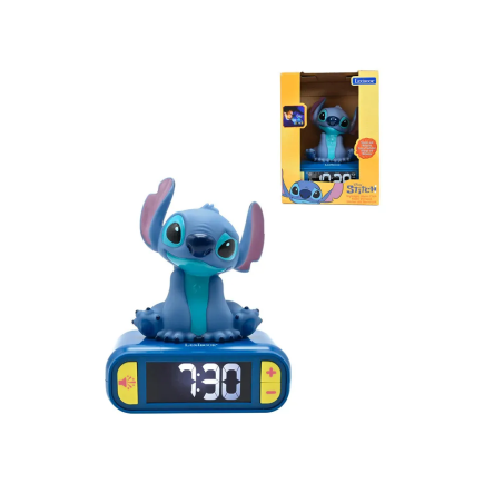 Reloj despertador digital lexibook 3d disney stitch con luz nocturna y efectos sonoros