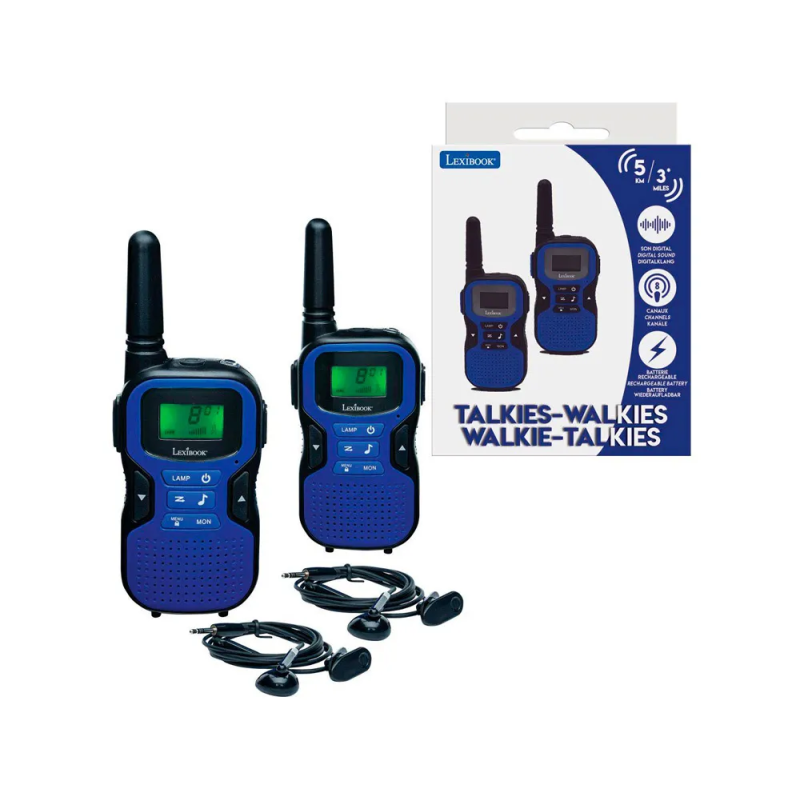 Walkie talkies lexibook pantalla lcd 8 canales alcance hasta 5 km
