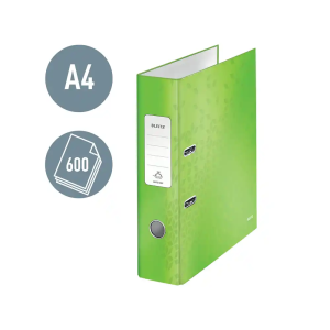 Archivador de palanca leitz wow carton forrado 180 din a4 80 mm verde