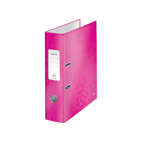 Archivador de palanca leitz wow carton forrado 180 din a4 80 mm fucsia