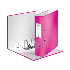 Archivador de palanca leitz wow carton forrado 180 din a4 80 mm fucsia