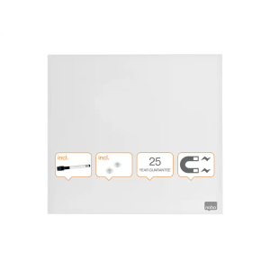 Pizarra cristal nobo magnetica blanco 450x450 mm