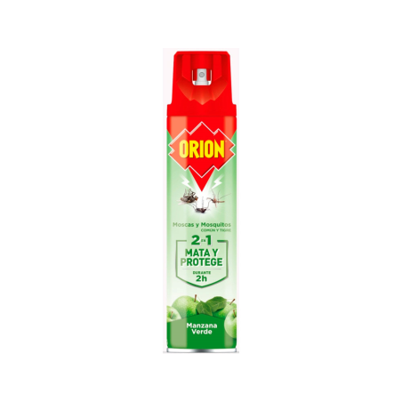 Insecticida orion para moscas y mosquitos aroma manzana bote de 600 ml