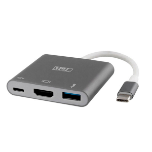 Adaptador de video tnb tipo c a hdmi 3 en 1 color gris
