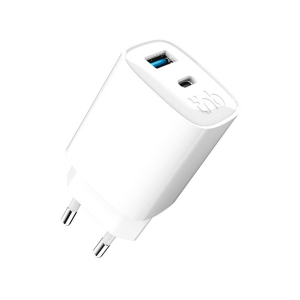 Cargador de pared tnb gan 65 w usb-c + usb a color blanco