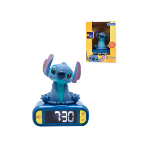 Reloj despertador digital lexibook 3d disney stitch con luz nocturna y efectos sonoros