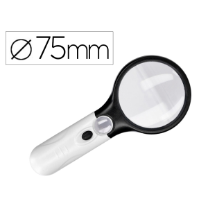 Lupa q-connect electrica aro abs 75 mm 3 aumentos 3 bombillas led lente 70 mm