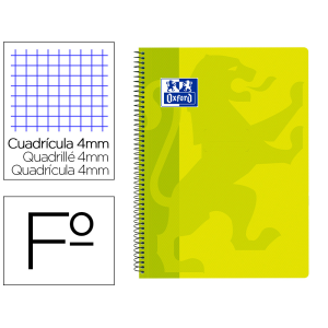 Cuaderno espiral oxford school classic tapa polipropileno folio 80 hojas cuadro 4 mm con margen lima