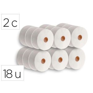 Papel higienico dahi jumbo 2 capas celulosa blanca 140 mt mandril 45 mm paquete de 18 rollos